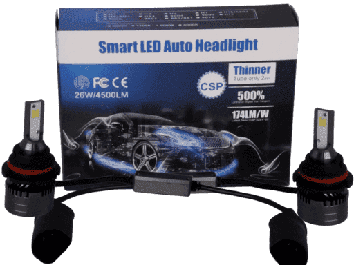 KIT LED F4-9005 - 2PCS 4500LM 6000K DC9-32V 26W CON MODULO TECNOLOGIA CSP SEOUL SZ8Y-22 50.000 HORAS IP66 ALUMINIO DE AVIACION CERTIFICACION EUROPEA CON VENTILADOR