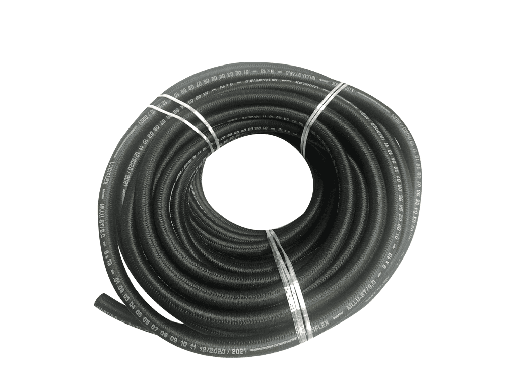 MANGUERA DE COMBUSTIBLE CON TELA EXTERIOR - 9 x 13 - ROLLO DE 25 METROS