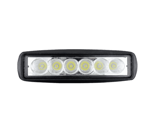 FARO DE TRABAJO RECTANGULAR 6´´- 6 LEDS*3W= 18W 12-30V, 1260LM, 6000K, 160*68.5*51MM/6¨, 30000 HORAS IP67 - HI-POWER BRAND BOX