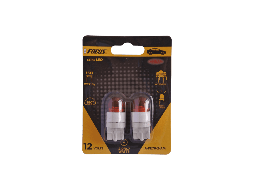 LED WY21/5W 7443 T20 12V 2.0/0.7W W3X16q 150/30LM 180º AMBER COLOR 2PCS BLISTER CARD