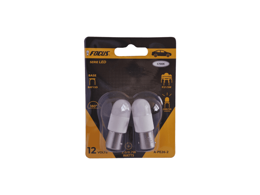 LED P21/5W 1157 SHELL 12V 2.0/0.7W BAY15D 5700K 200/50LM 180º 2PCS BLISTER CARD