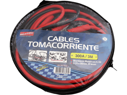 CABLE TOMACORRIENTES 300 AMP, 0.25X98, 9mm DIAMETRO, 3 METROS, ALICATES METALICOS C-52