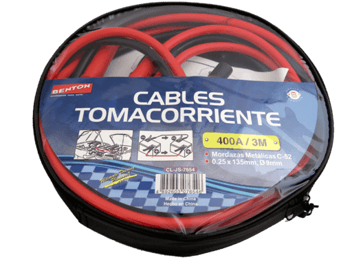 CABLE TOMACORRIENTES 400 AMP, 0.25X135, 9mm DIAMETRO, 3 METROS, ALICATES METALICOS C-52