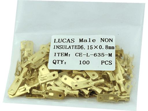 TERMINAL TIPO LUCAS MACHO SIN AISLACION - 6.35mm x 0.8mm - 14-16 AWG