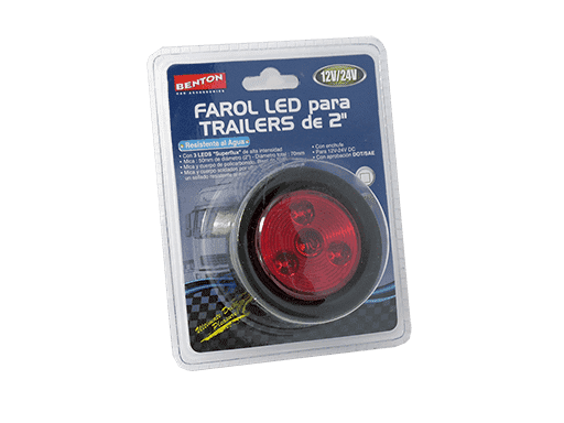 FAROL LED 12V/24V ROJO DIAMETRO 2´´ - 12V/24V MULTIVOLTAJE 