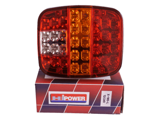 LED UNIVERSAL TAIL LIGHT WITH LICENSE LAMP - 39 LEDS 12V/24V - LEFT POSITION - COLOR: RED/WHITE/AMBER - HI-POWER BRAND BOX
