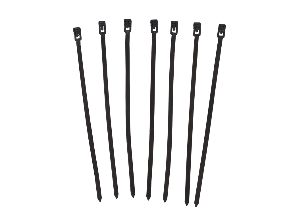 AMARRAS PLASTICAS REUTILIZABLES 7.2*300mm NEGRO Bolsas de 25 Pcs