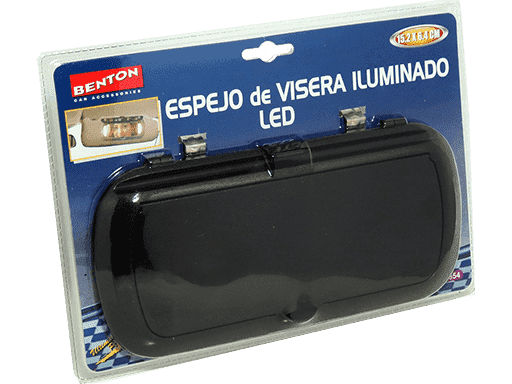 ESPEJO DE VISERA ILUMINADO CON LED 15,2 x 6,4 CM