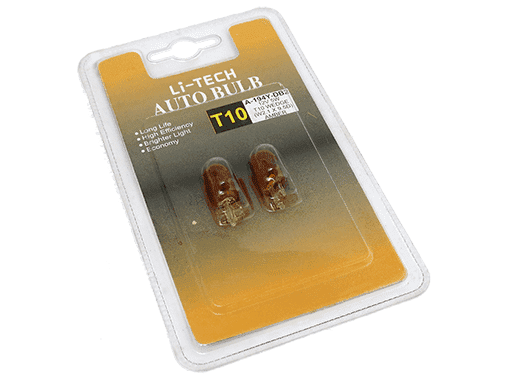 12V 5W T10 BASE DE VIDRIO (W2.1 X 9.5D) - AMBAR