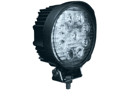 FARO DE TRABAJO REDONDO 4´´ - 9 LEDS*3W=27W 12-30V, 1950LM, 6000K, 114*114*55MM/4¨, 30000 HORAS IP67 - HI-POWER BRAND BOX