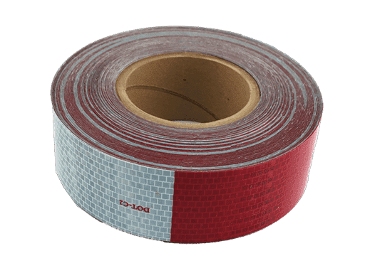 CINTA RETRORREFLECTIVA ROJO / BLANCO 2´´ x 45.7 MTS - CUMPLE NORMA DOT-C2