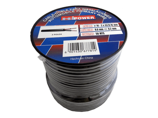 CABLE ELECTRICO 2Cx14AWG 32/0.16 NEGRO / ROJO - RECUBRIMIENTO DE GOMA