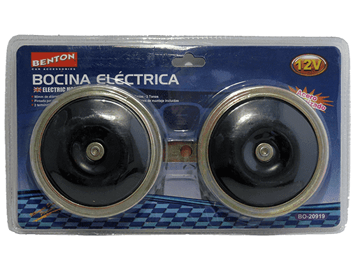 SET DE 2 BOCINAS DE 2 TONOS, 12V 90mm DIAMETRO