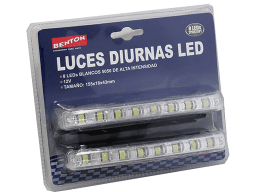 SET DE 2 PIEZAS DE LUCES DIURNAS 8 LEDs BLANCO - 155x18x43mm 