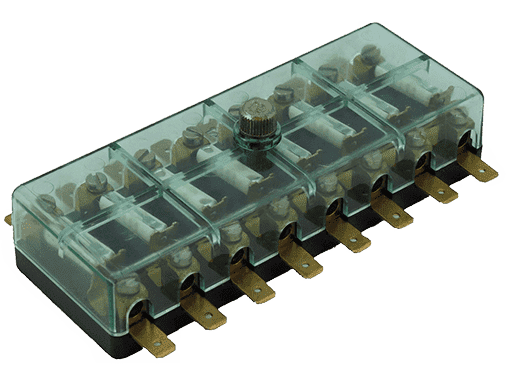 CAJAS PORTA FUSIBLES COMBINADOS DE LOZA Y VIDRIO - PARA 8 FUSIBLES (NO INCLUIDOS)